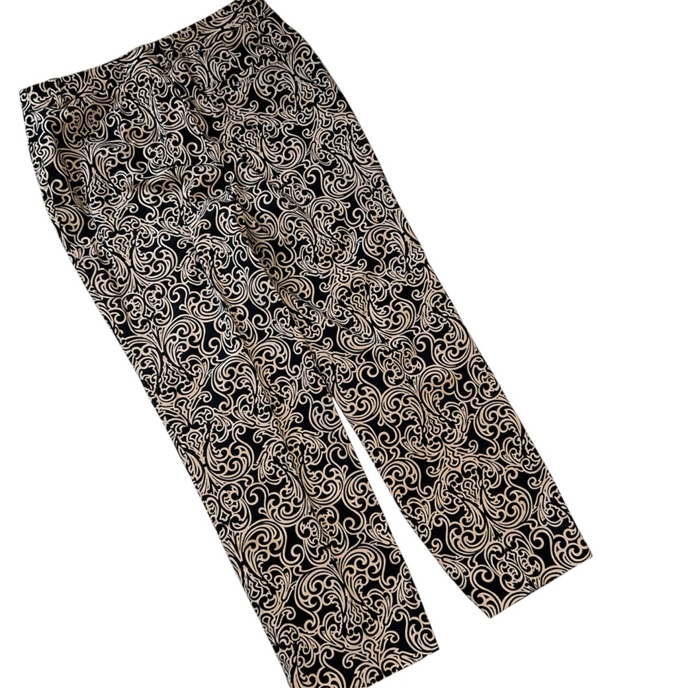 Jones New York Black & Tan Print Pants – Stretch Straight Leg Size 8 - Picture 2 of 11